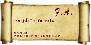 Forján Arnold névjegykártya